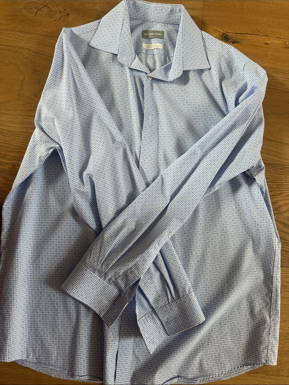 Michael Kors Blue Micro-Check Men's Dress Shirt